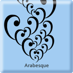 Grafik: Arabesque auf Blau