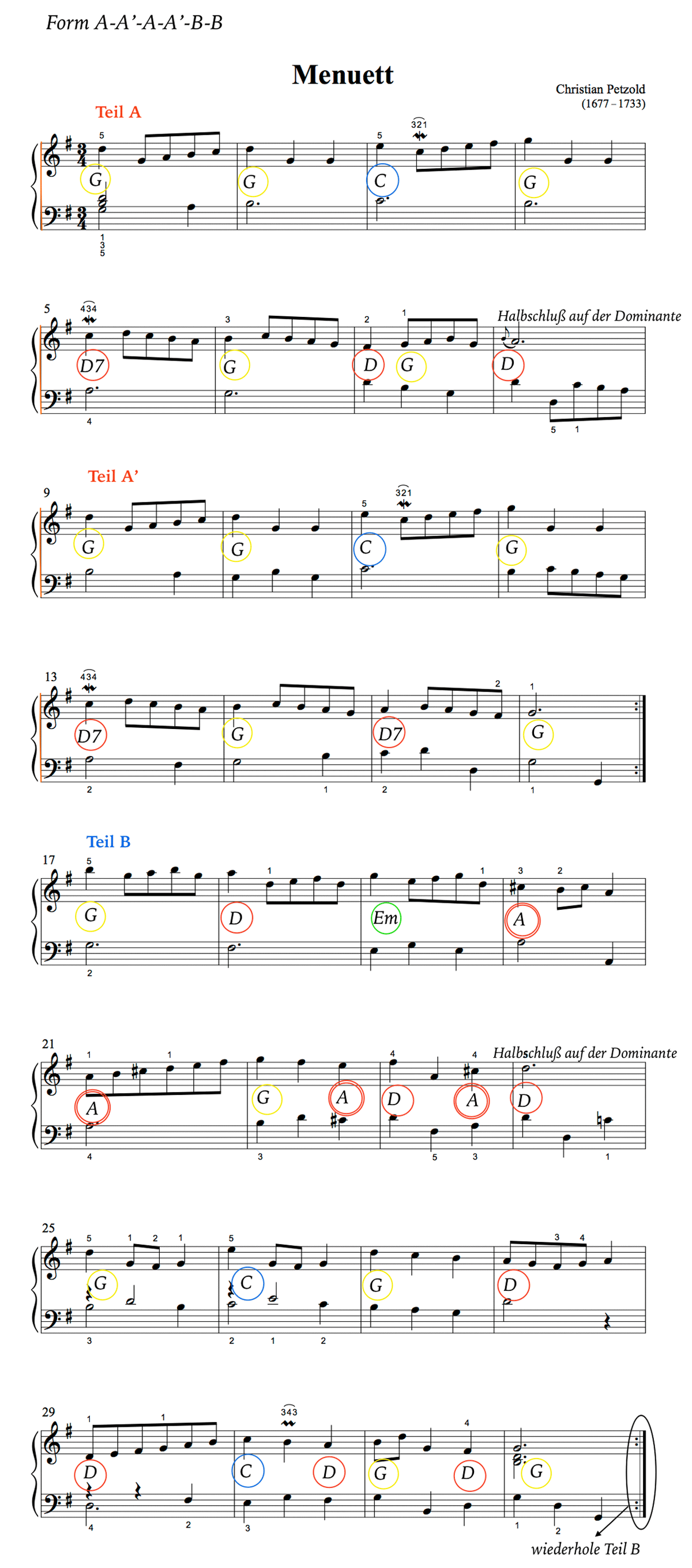 Form und Harmonie von Chr. Petzold: Menuett in G-Dur
