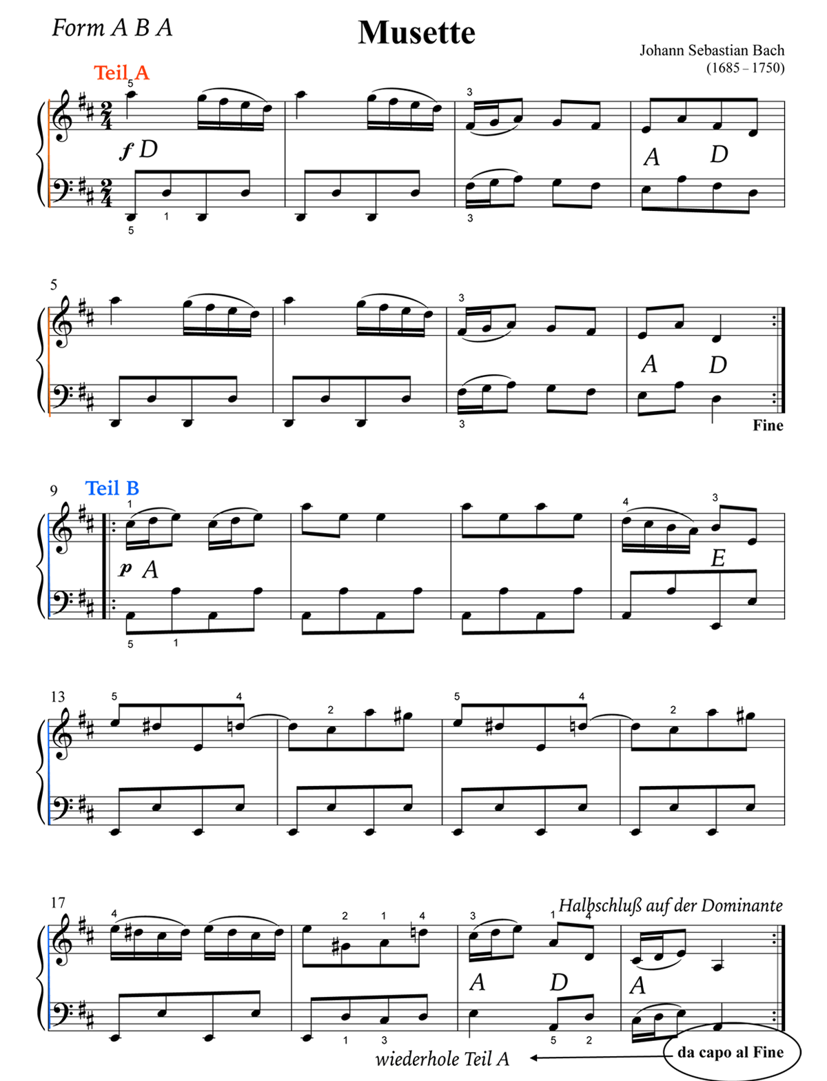 Form und Harmonie von J. S. Bach: Musette