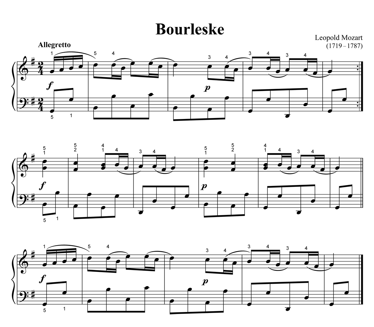 Noten zu Leopold Mozarts Bourleske